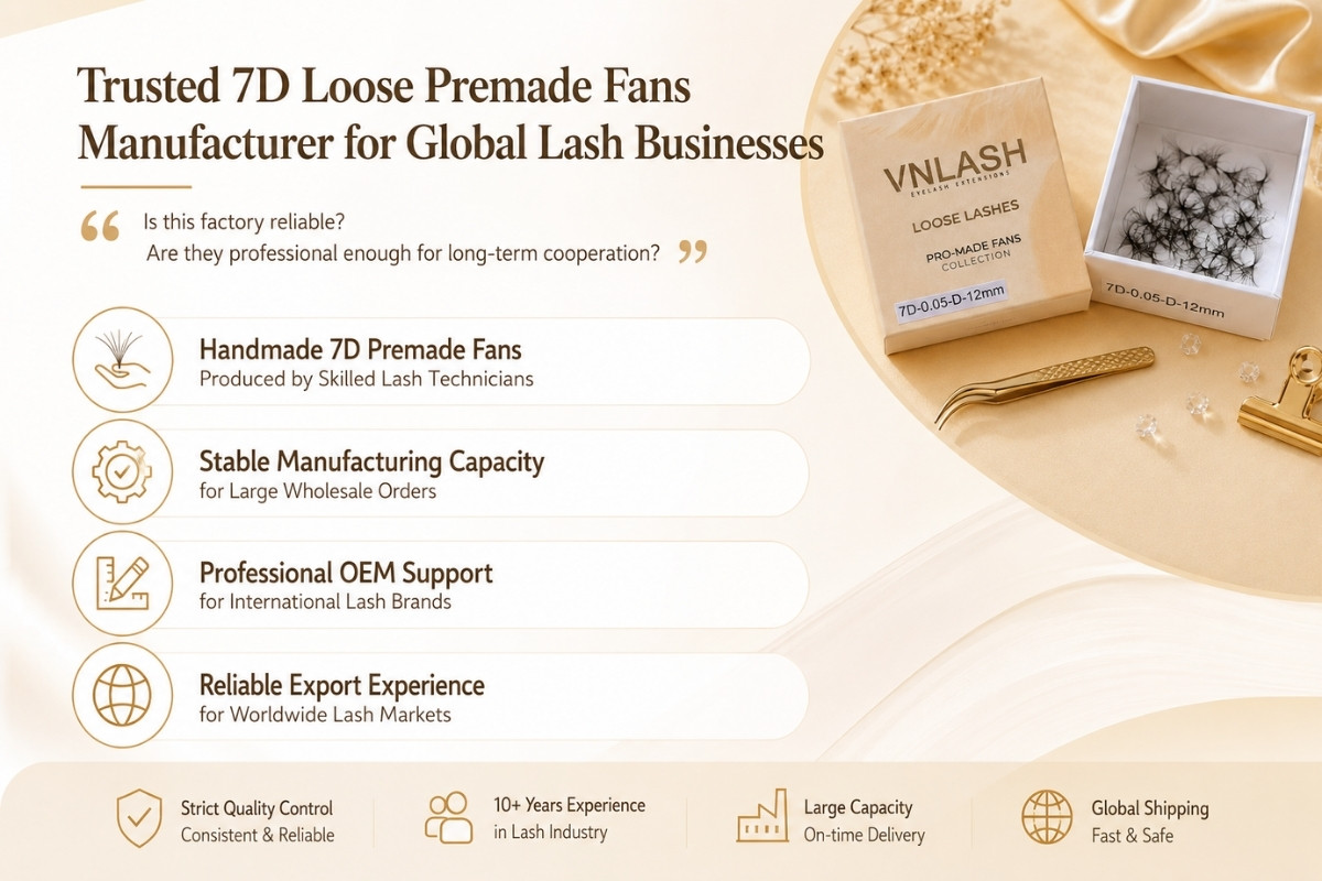 Fabricante confiable de abanicos premade sueltos 7D para negocios de pestañas a nivel global