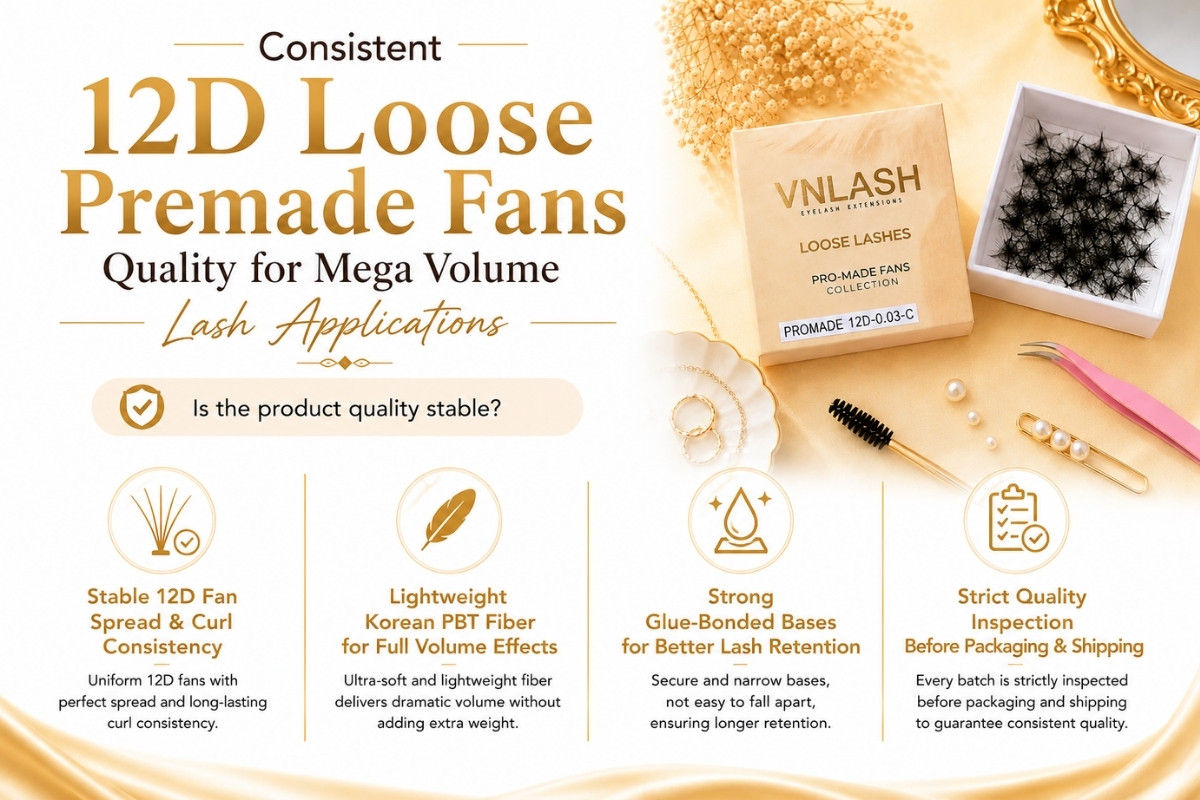Consistent 12D Loose Premade Fans Quality for Mega Volume Lash Applications