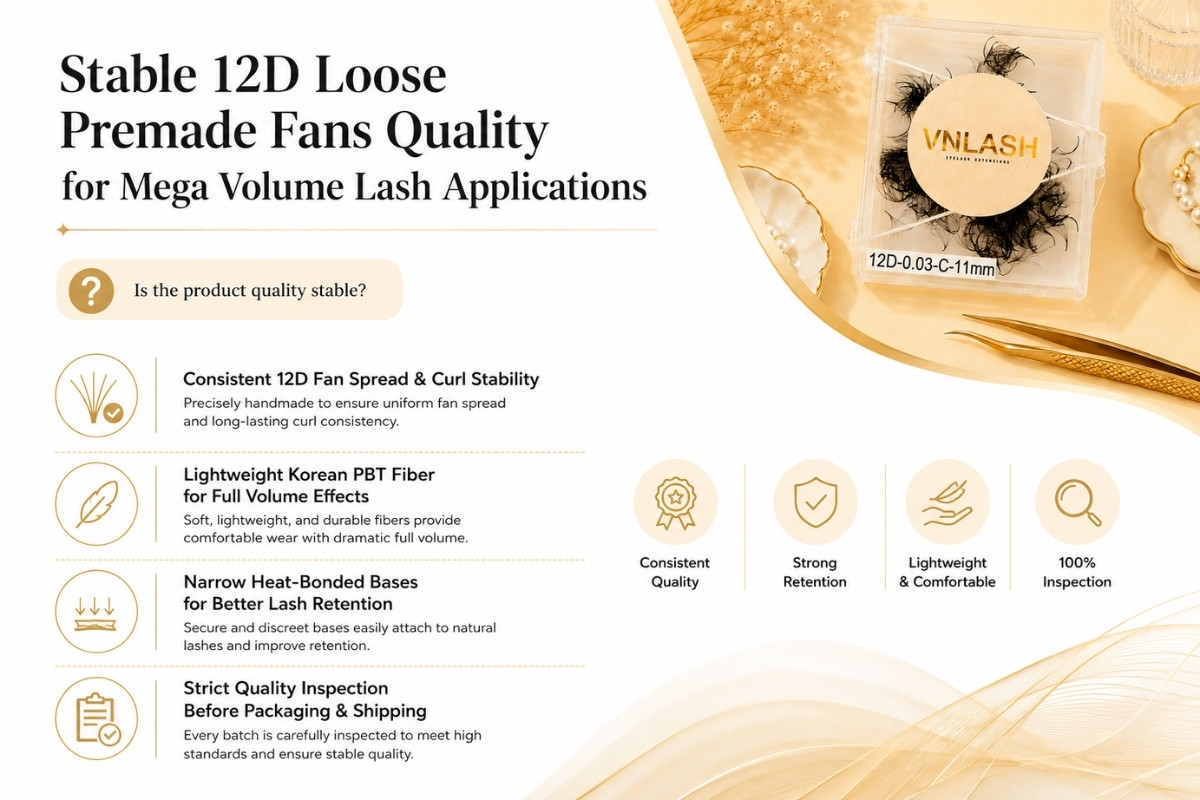 Stable 12D Loose Premade Fans Quality for Mega Volume Lash Applications