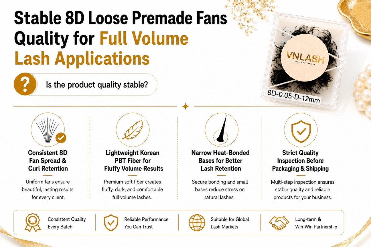 Stable 8D Loose Premade Fans Quality for Full Volume Lash Applications