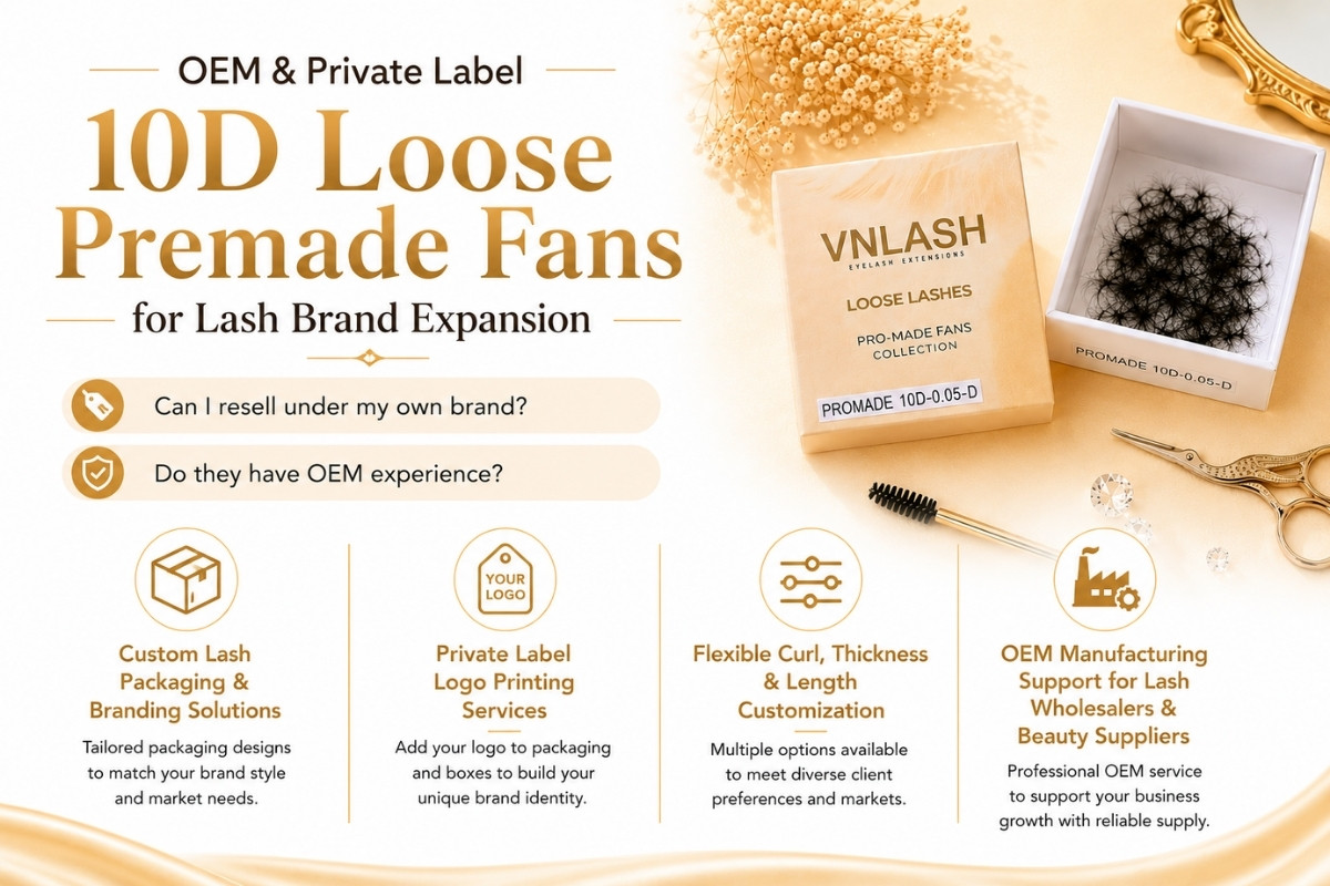 OEM & Private Label 10D lose Premade Fans für die Expansion von Wimpernmarken