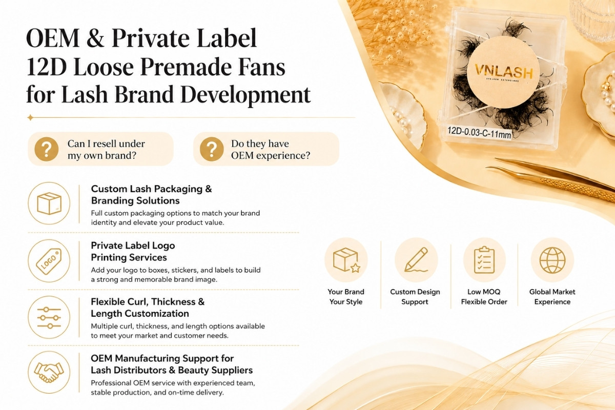 OEM & Private Label 12D Loose Premade Fans for Lash Brand Development