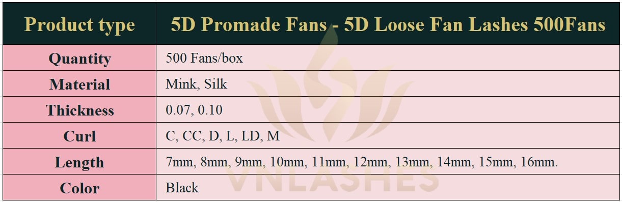 Product information Loose Promade Fans 5D - 500Fans - Premium Quality Promade Loose Fans - VNLASHES
