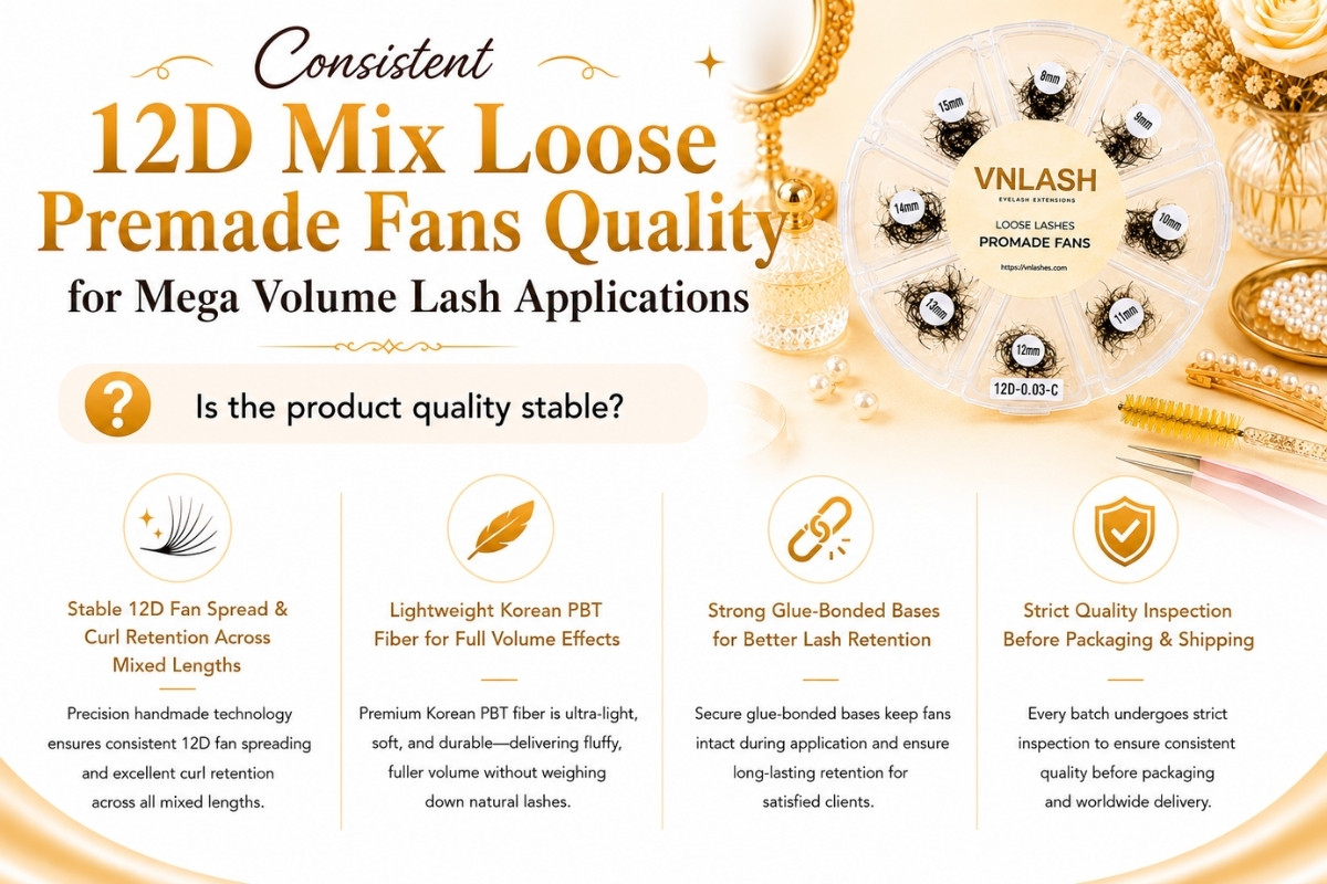 Consistent 12D Mix Loose Premade Fans Quality for Mega Volume Lash Applications