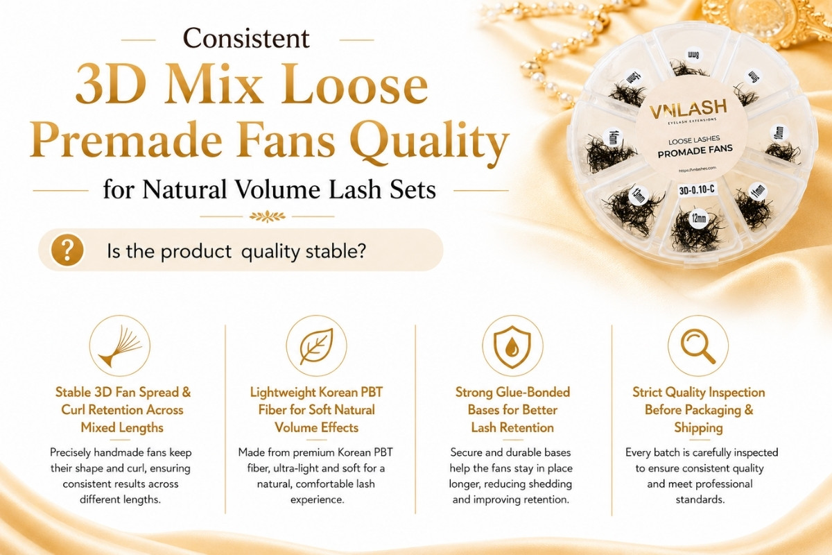 Consistent 3D Mix Loose Premade Fans Quality for Natural Volume Lash Sets