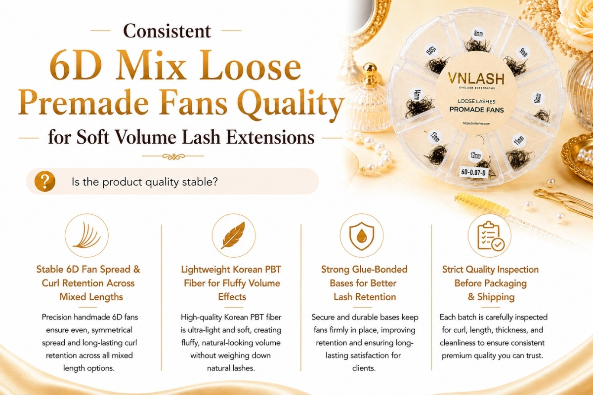 Consistent 6D Mix Loose Premade Fans Quality for Soft Volume Lash Extensions