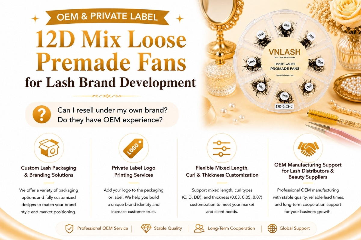OEM & Private Label 12D Mix Loose Premade Fans for Lash Brand Development