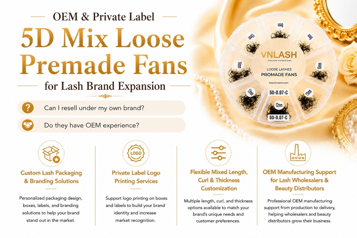 OEM & Private Label 5D Mix Loose Premade Fans for Lash Brand Expansion