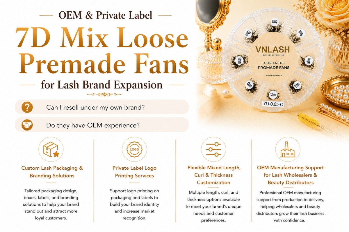 OEM & Private Label 7D Mix Loose Premade Fans for Lash Brand Expansion