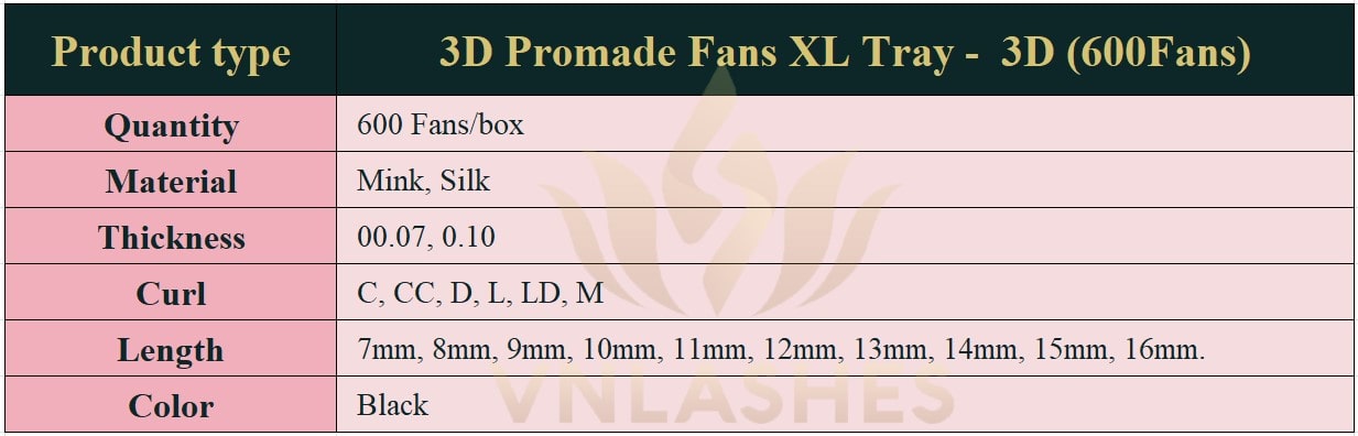 Product Information Promade Fans XL Tray 3D - 600Fans - Promade Fans Eyelash Extensions -VNLASHES