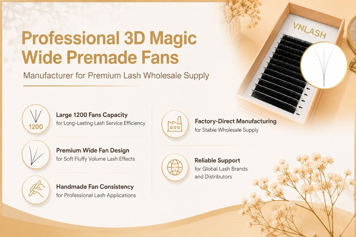 Fabricante profesional de abanicos 3D Magic Wide para suministro mayorista de pestañas premium