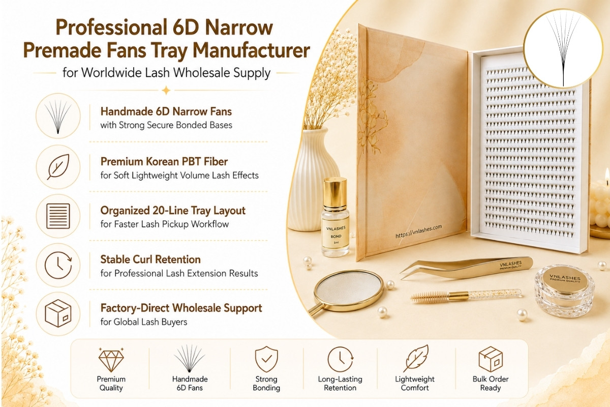 Professional 6D Narrow Premade Fans Tray Manufacturer for Worldwide Lash Wholesale Supply