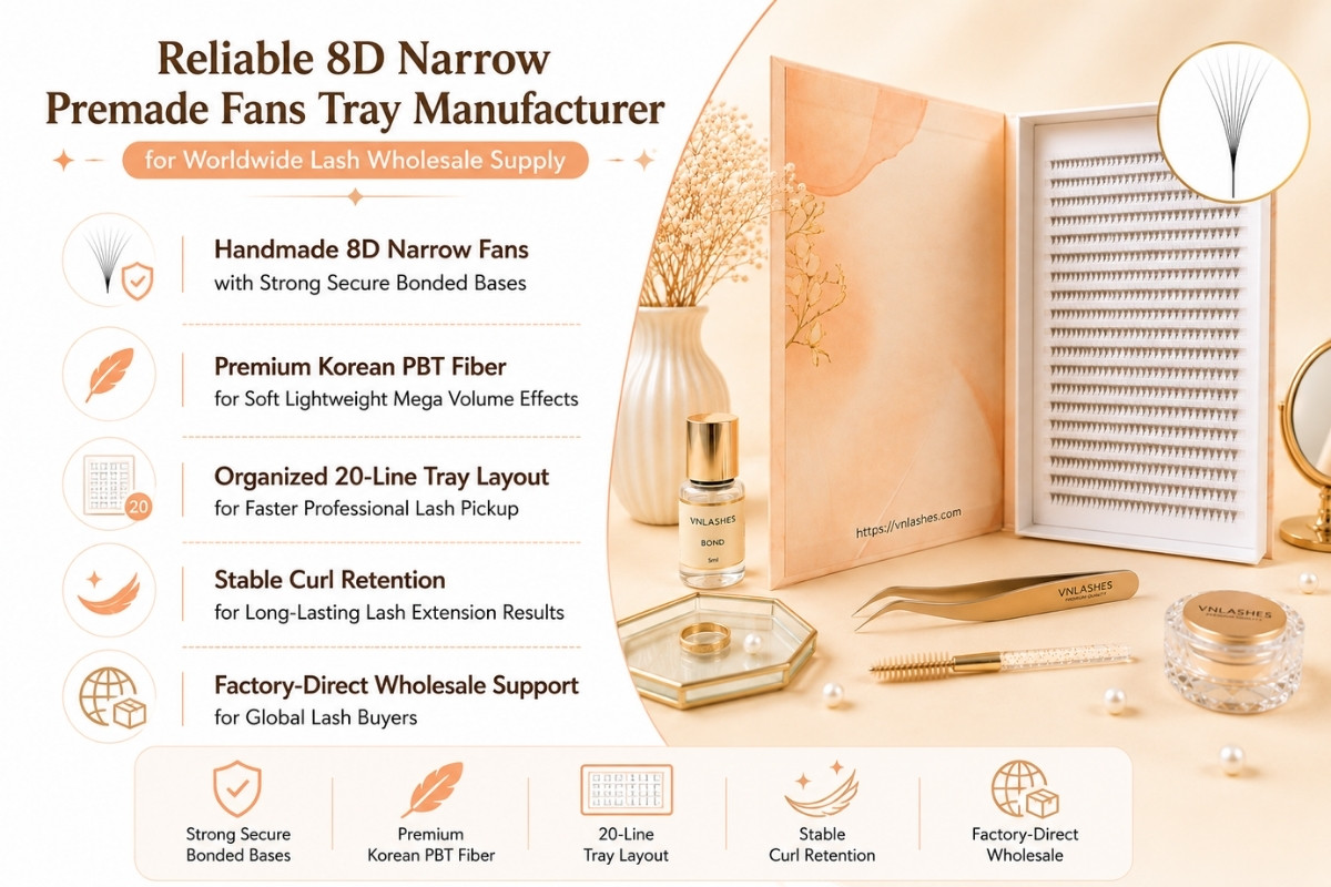 Reliable 8D Narrow Premade Fans Tray Manufacturer for Worldwide Lash Wholesale Supply