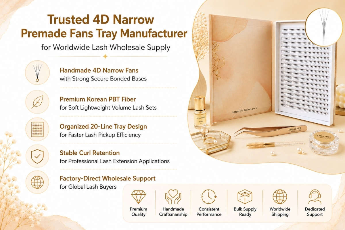 Trusted 4D Narrow Premade Fans Tray Manufacturer for Worldwide Lash Wholesale Supply