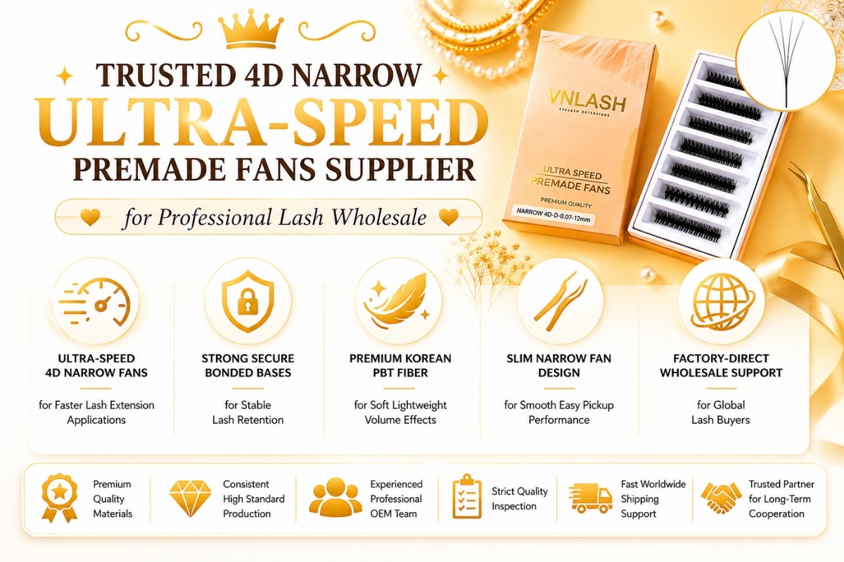 Proveedor confiable de abanicos prefabricados 4D de ultra velocidad y base estrecha para venta al por mayor de pestañas profesionales