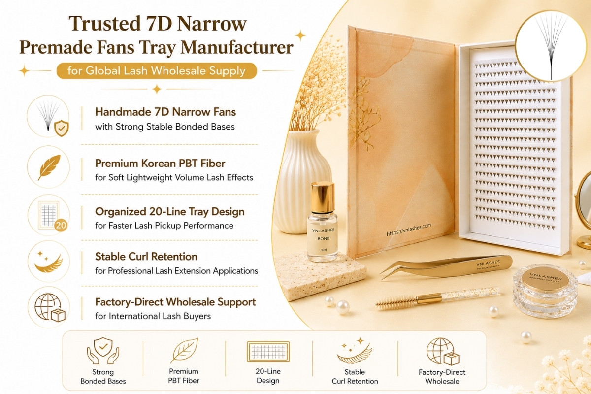 Trusted 7D Narrow Premade Fans Tray Manufacturer for Global Lash Wholesale Supply