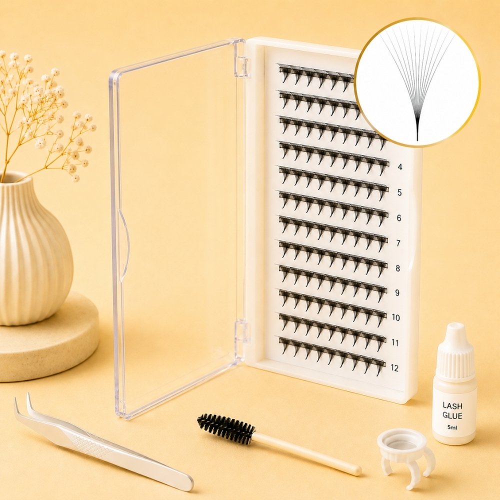 12D-Premade-Fans-Tray-72 Fans-VNLASHES1 12D Premade Fans Tray 120-Fans Eyelash Manufacturer |VNLASHES