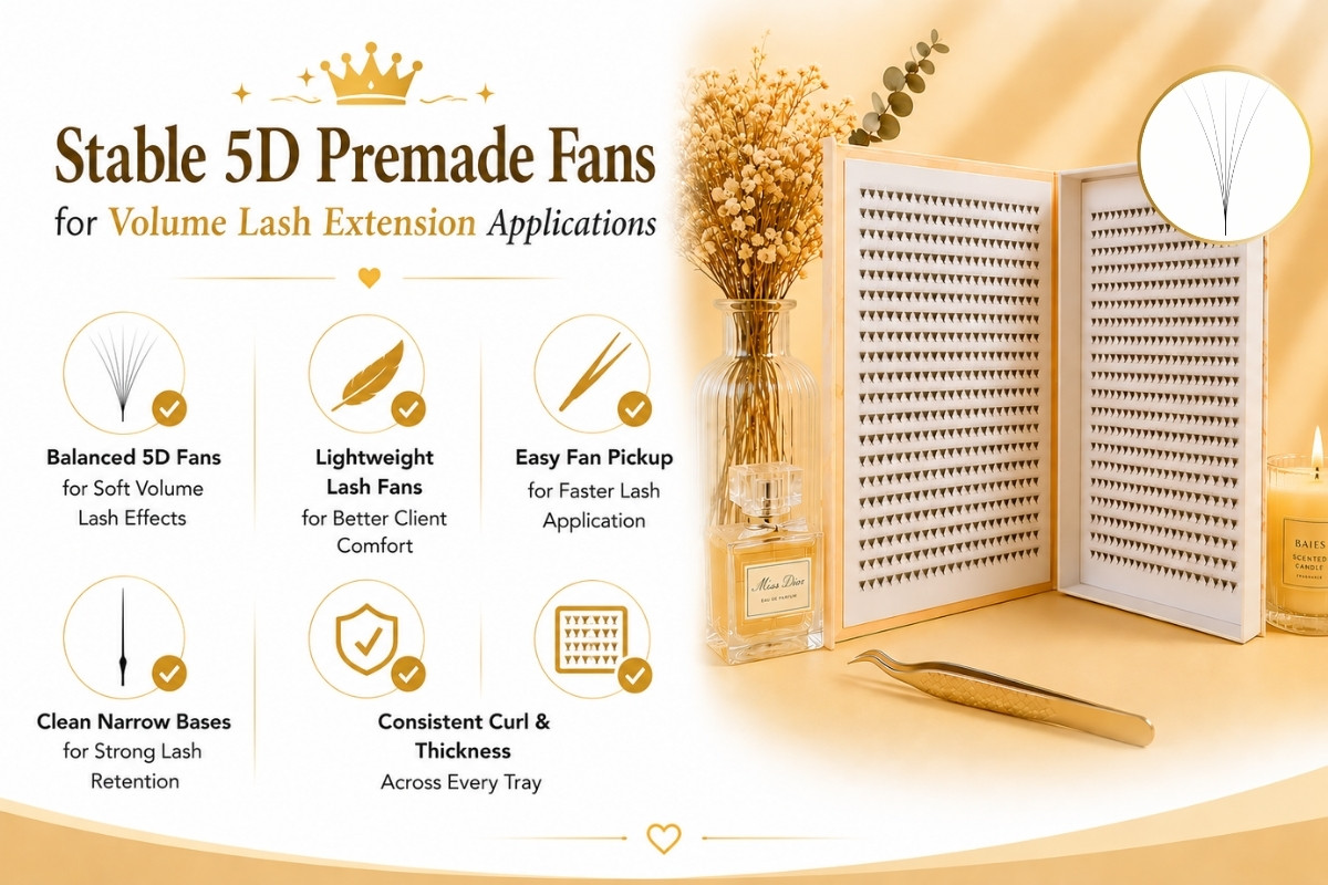 Stable 5D Premade Fans for Volume Lash Extension Applications