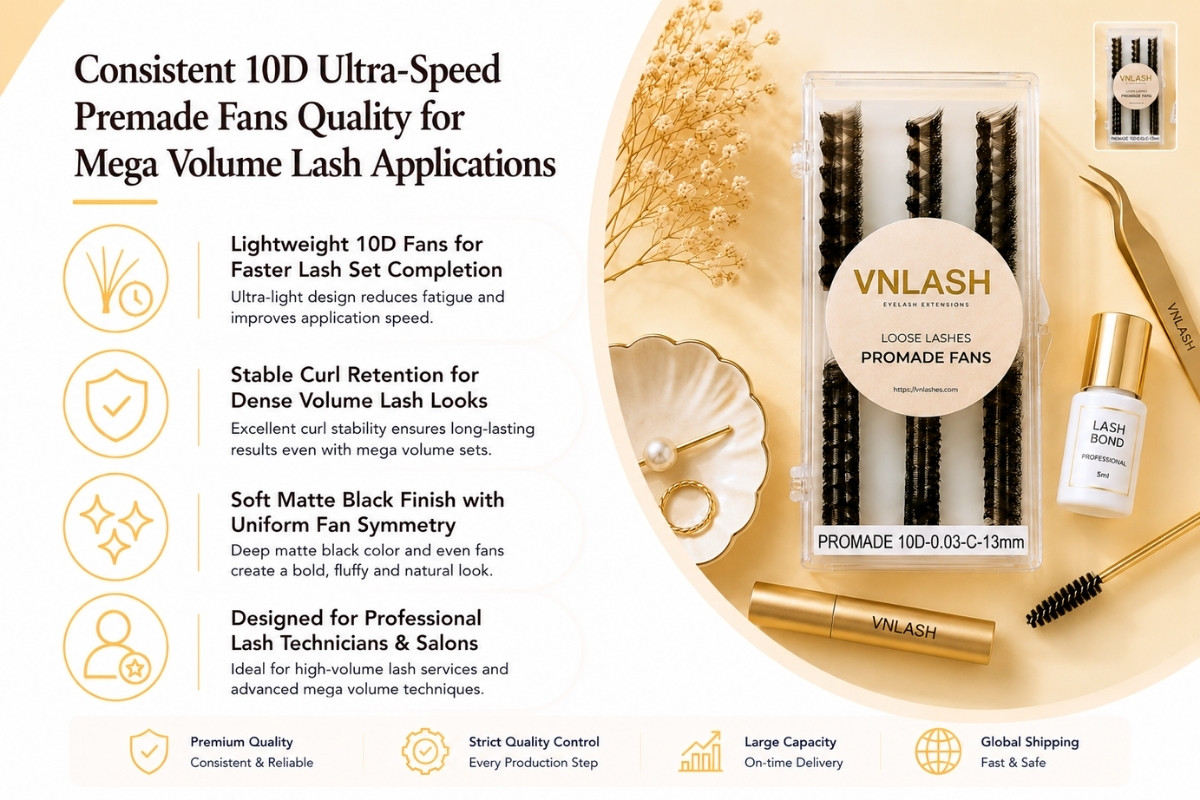 Stabile Qualität der 10D Ultra-Speed vorgefertigten Fächer für Mega-Volumen-Wimpernanwendungen