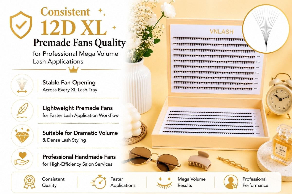 Consistent 12D XL Premade Fans Quality for Professional Mega Volume Lash Applications