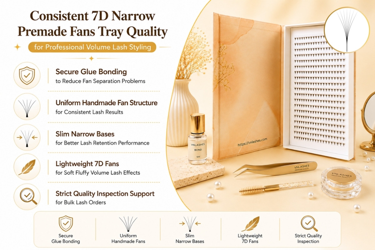 Consistent 7D Narrow Premade Fans Tray Quality for Professional Volume Lash Styling