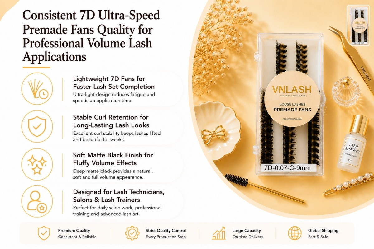 Consistent 7D Ultra-Speed Premade Fans Quality for Professional Volume Lash Applications
