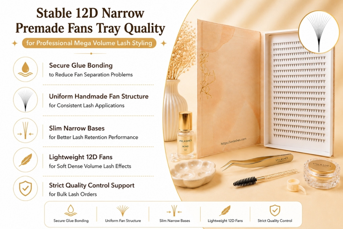 Stable 12D Narrow Premade Fans Tray Quality for Professional Mega Volume Lash Styling