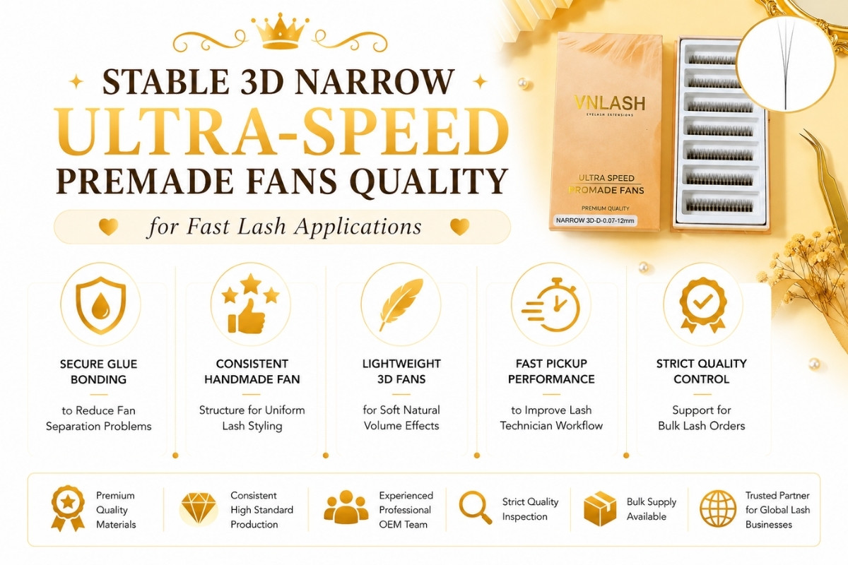Calidad estable de abanicos prefabricados Ultra-Speed 3D estrechos para aplicaciones rápidas de pestañas