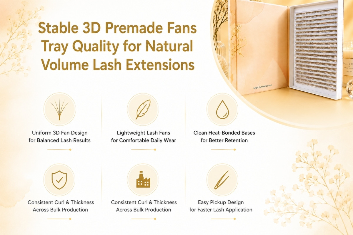 Stable 3D Premade Fans Tray Quality for Natural Volume Lash Extensions