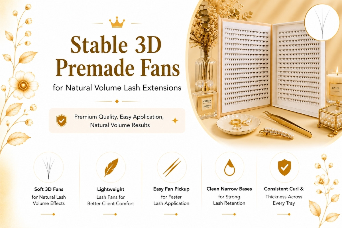 Stable 3D Premade Fans for Natural Volume Lash Extensions