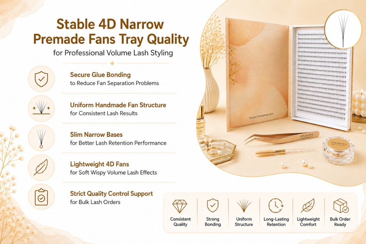 Stable 4D Narrow Premade Fans Tray Quality for Professional Volume Lash Styling