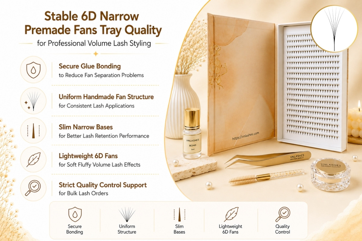 Stable 6D Narrow Premade Fans Tray Quality for Professional Volume Lash Styling