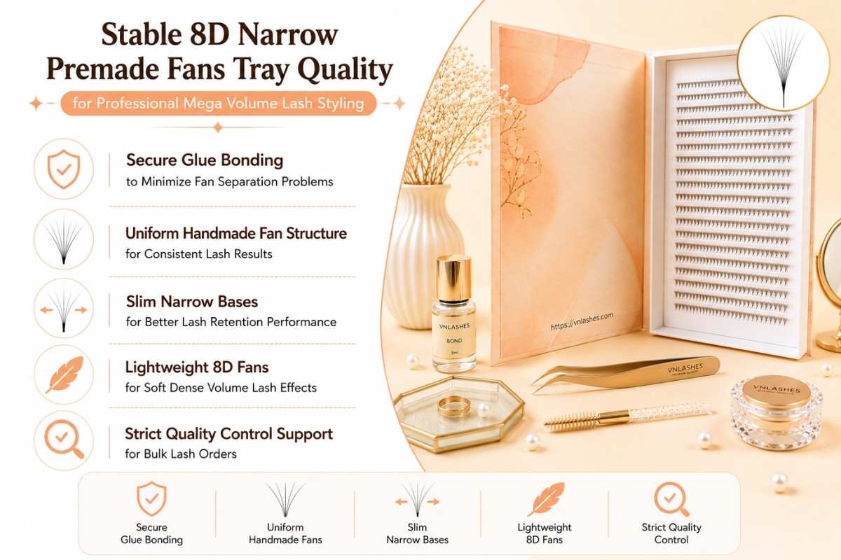 Stable 8D Narrow Premade Fans Tray Quality for Professional Mega Volume Lash Styling