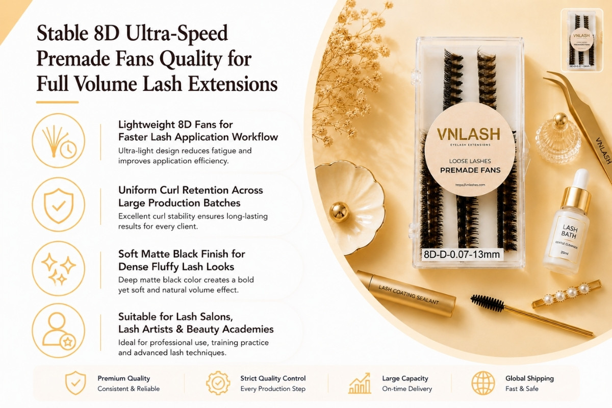 Stabile Qualität der 8D Ultra-Speed vorgefertigten Fächer für Full-Volume-Wimpernverlängerungen