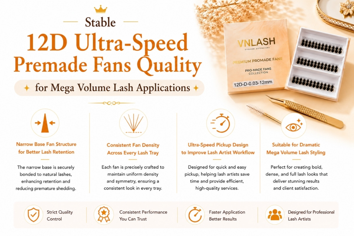 Stable 12D Ultra-Speed Premade Fans Quality for Mega Volume Lash Applications