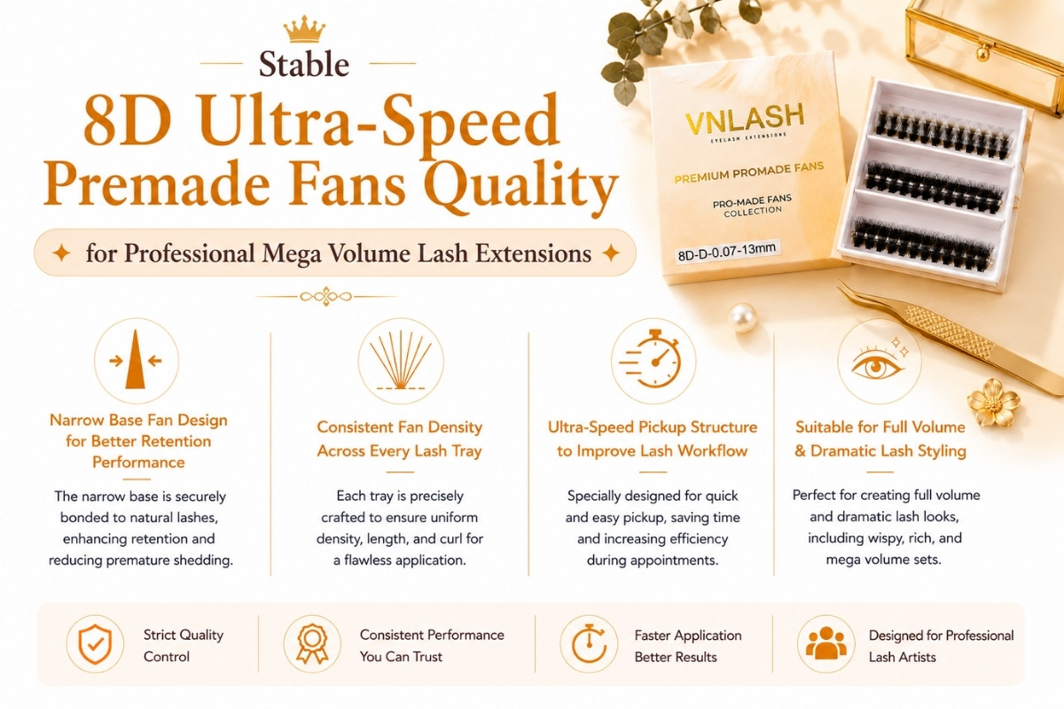 Stable 8D Ultra-Speed Premade Fans Quality for Professional Mega Volume Lash Extensions