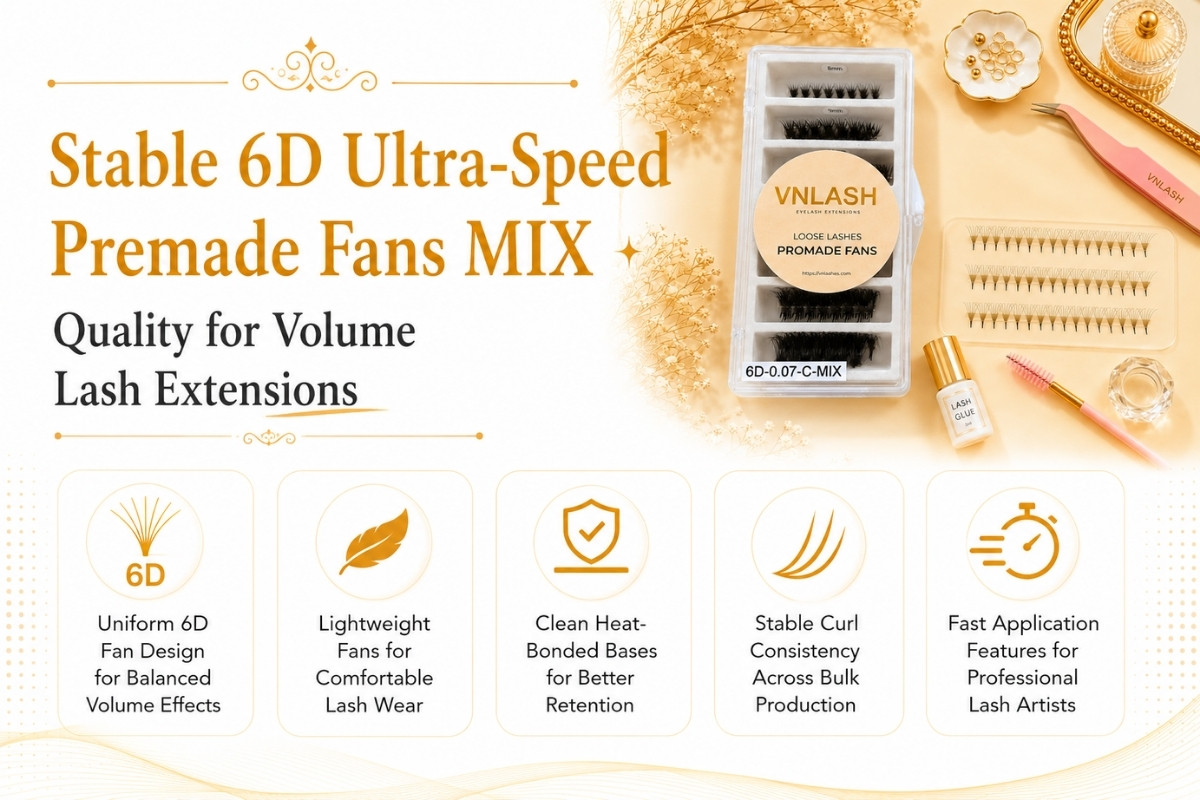 Qualité stable des éventails prémontés Ultra-Speed Mix 6D pour extensions de cils volume