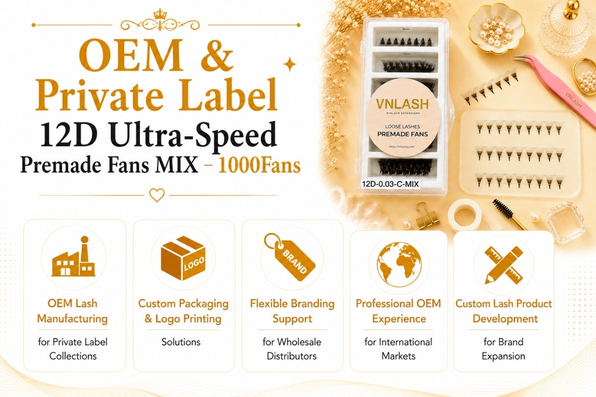 Abanicos premade ultrarrápidos 12D mixtos OEM y de marca privada – 1000 abanicos