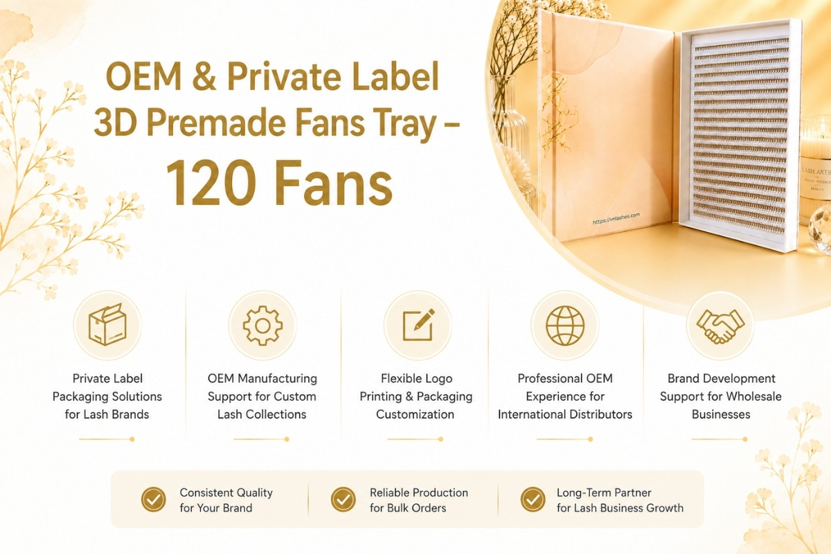 OEM & Private Label 3D Premade Fans Tray – 120 Fans