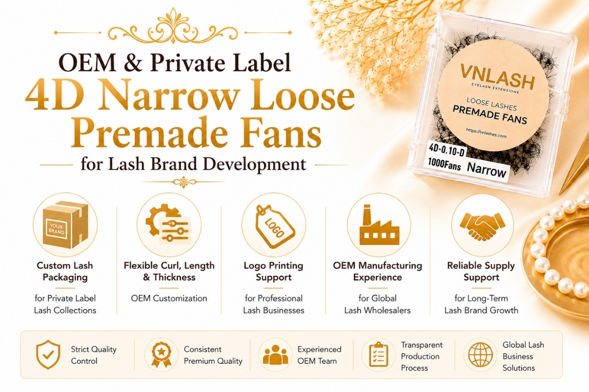 OEM- und Private-Label-4D-Fertigfächer, schmal und lose, für den Aufbau Ihrer Wimpernmarke