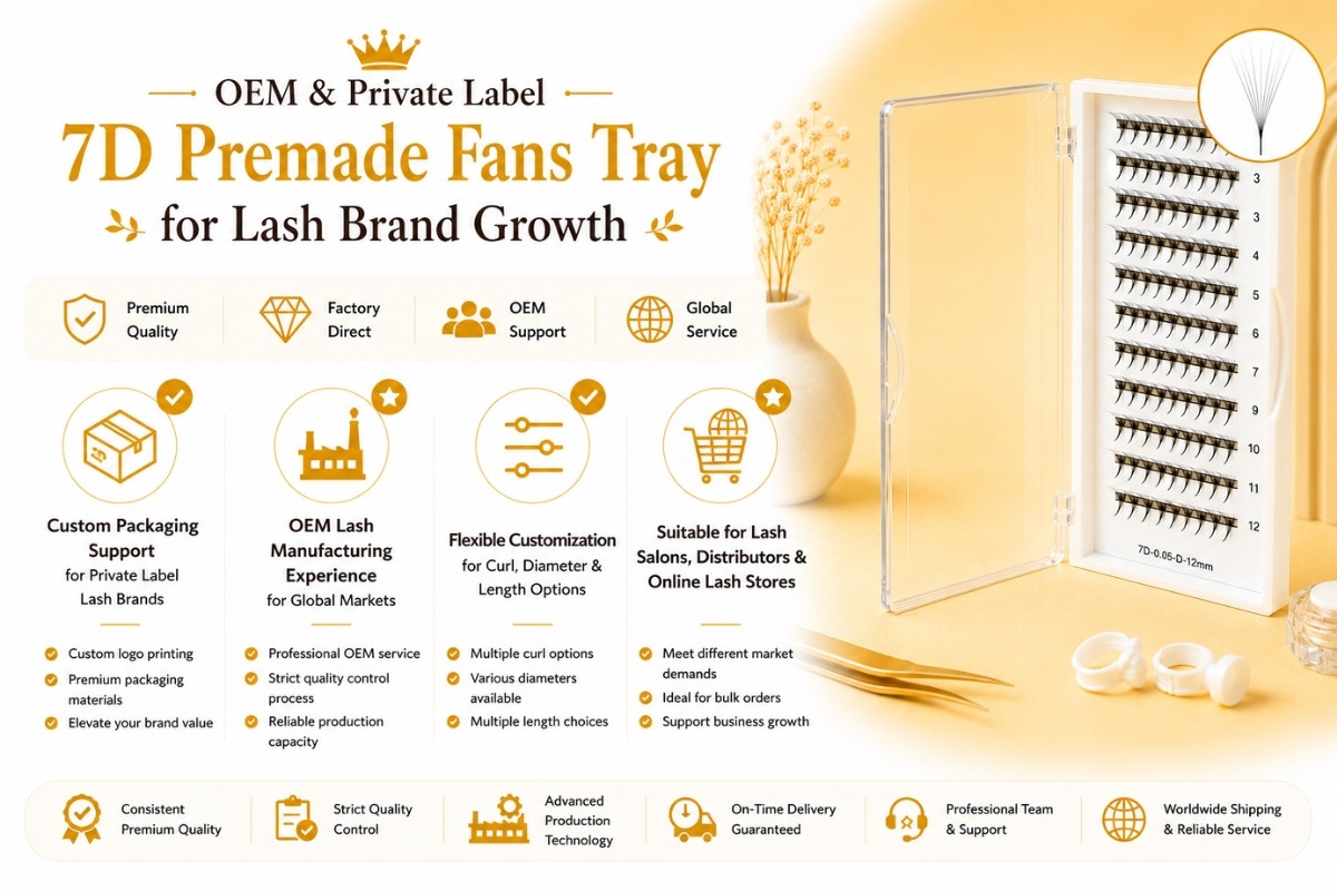 Plateau d’éventails préfaits 7D OEM et private label pour la croissance des marques de cils