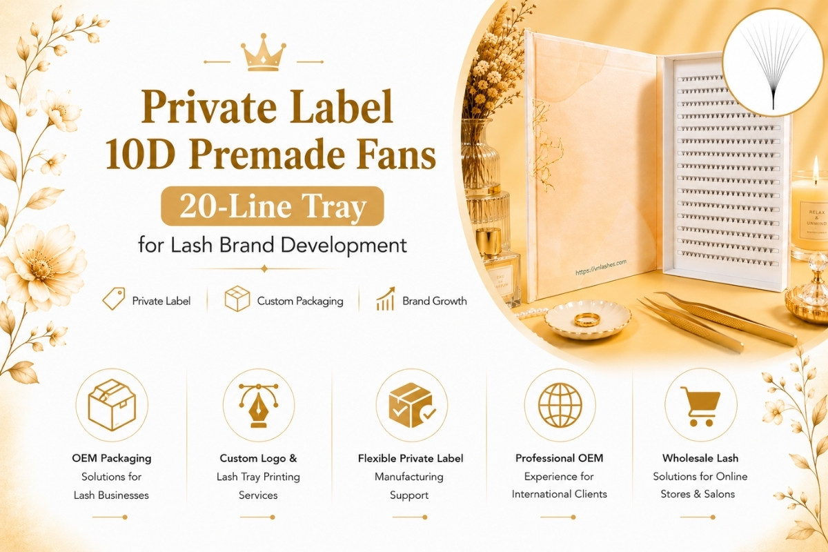 Private Label 10D Premade Fans 20-Line Tray for Lash Brand Development