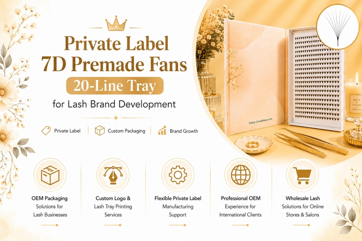 Private Label 7D Premade Fans 20-Line Tray for Lash Brand Development
