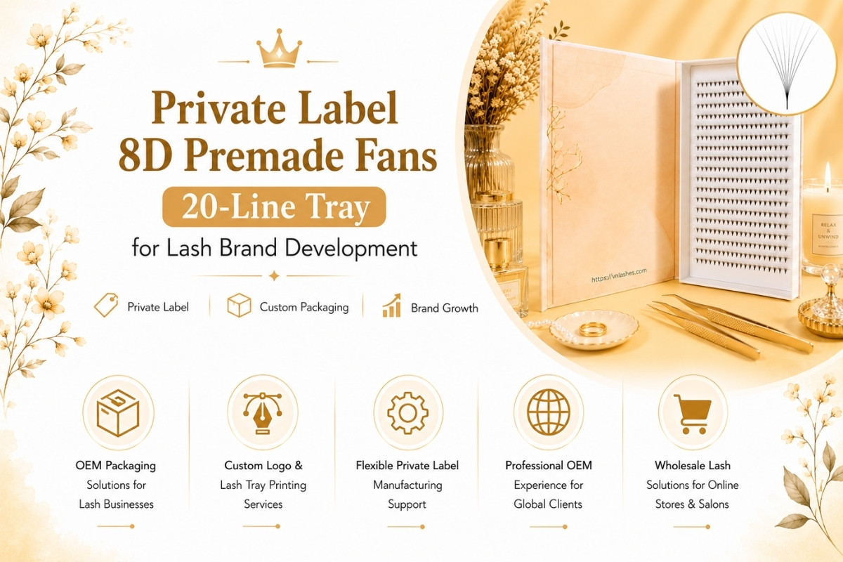Private Label 8D Premade Fans 20-Line Tray for Lash Brand Development