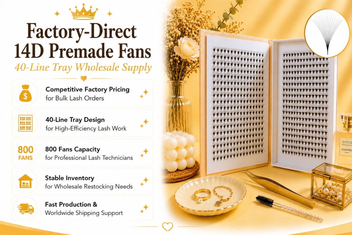 Factory-Direct 14D Premade Fans 40-Line Tray Wholesale Supply