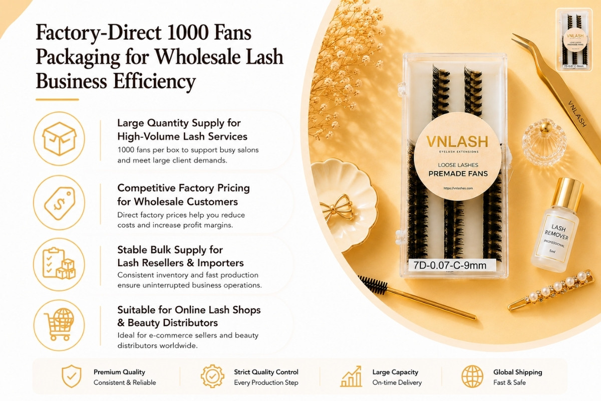 Factory-Direct 1000 Fans Packaging for Wholesale Lash Business Efficiency