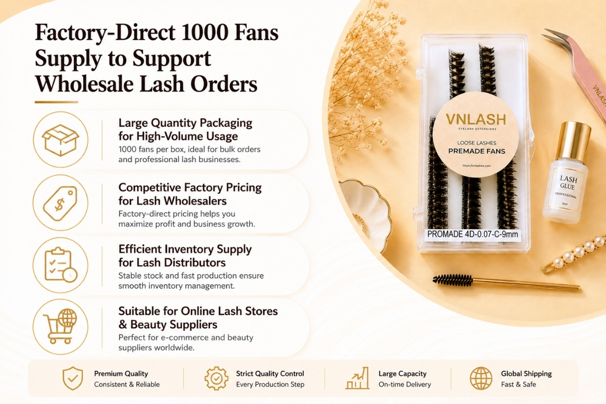 Factory-Direct 1000 Fans Supply to Support Wholesale Lash Orders