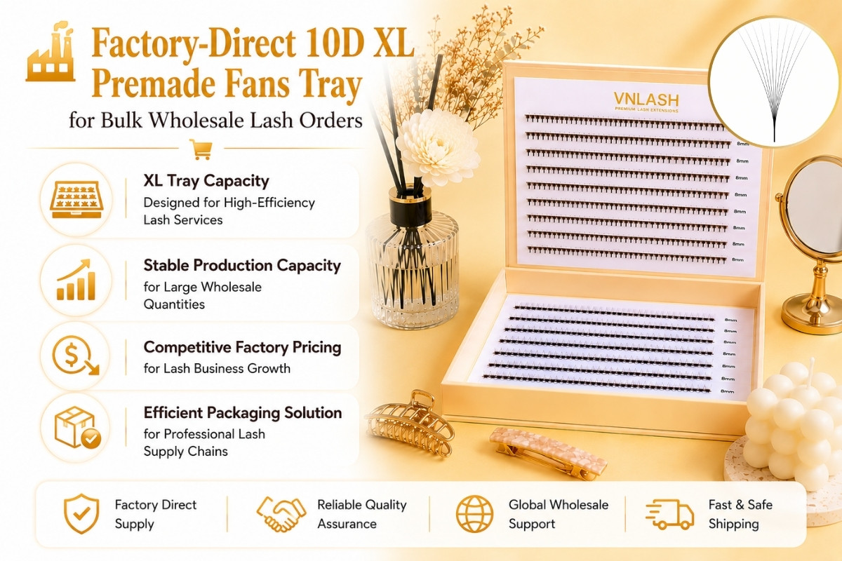 Factory-Direct 10D XL Premade Fans Tray for Bulk Wholesale Lash Orders