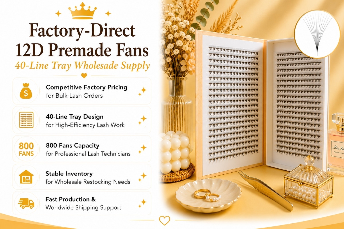 Factory-Direct 12D Premade Fans 40-Line Tray Wholesale Supply