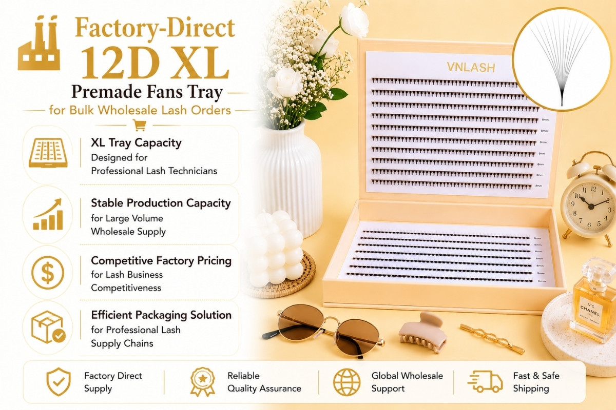 Factory-Direct 12D XL Premade Fans Tray for Bulk Wholesale Lash Orders